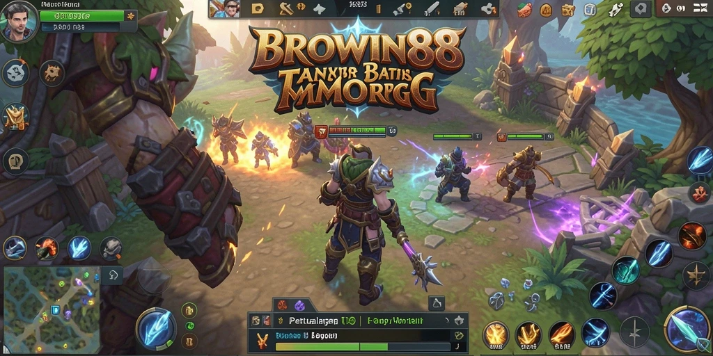 Tampilan gameplay BROWIN88 dengan karakter yang beraksi dalam pertempuran MMORPG.