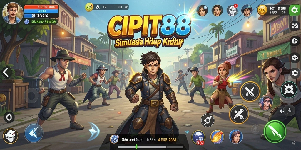 Screenshot gameplay CIPIT88 menunjukkan karakter berinteraksi dalam dunia simulasi.