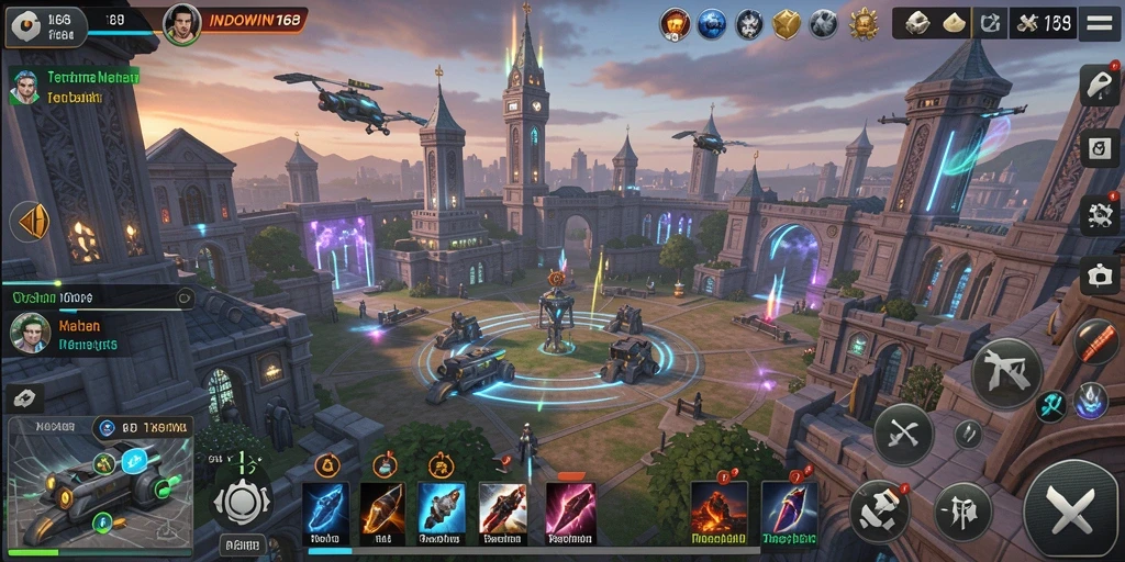 Screenshot gameplay INDOWIN168 menampilkan aksi seru pertahanan menara.