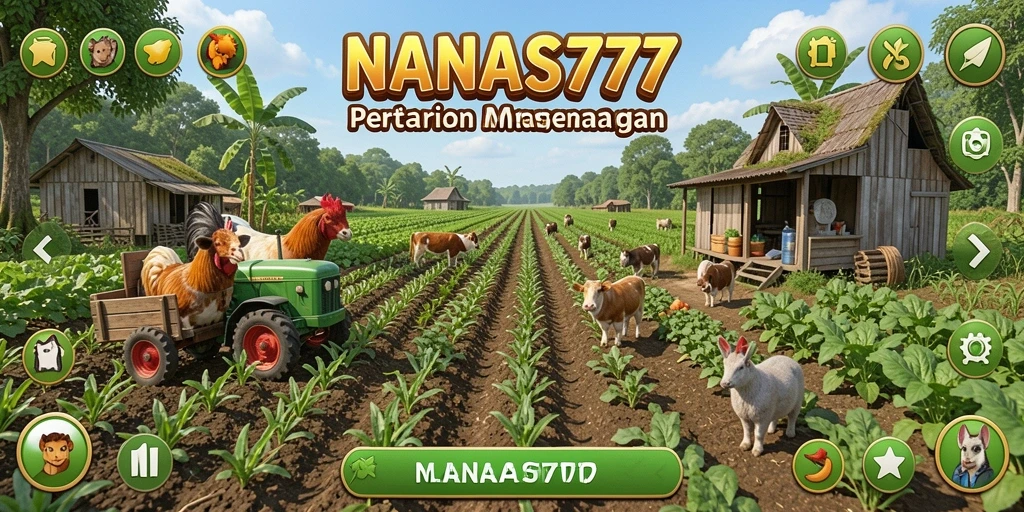Screenshot gameplay <strong>NANAS777</strong> yang menunjukkan kebun yang subur dan indah.
