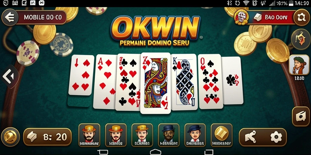 Tampilan gameplay Domino yang seru dan menarik di OKWIN.