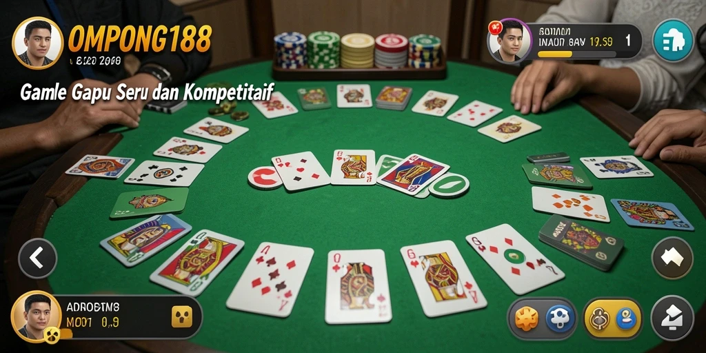 Tampilan gameplay OMPONG188 dengan suasana Gaple yang seru.