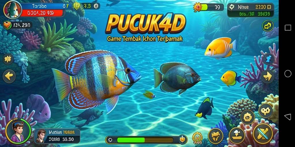 Screenshot utama gameplay Tembak Ikan PUCUK4D yang seru dan penuh warna.