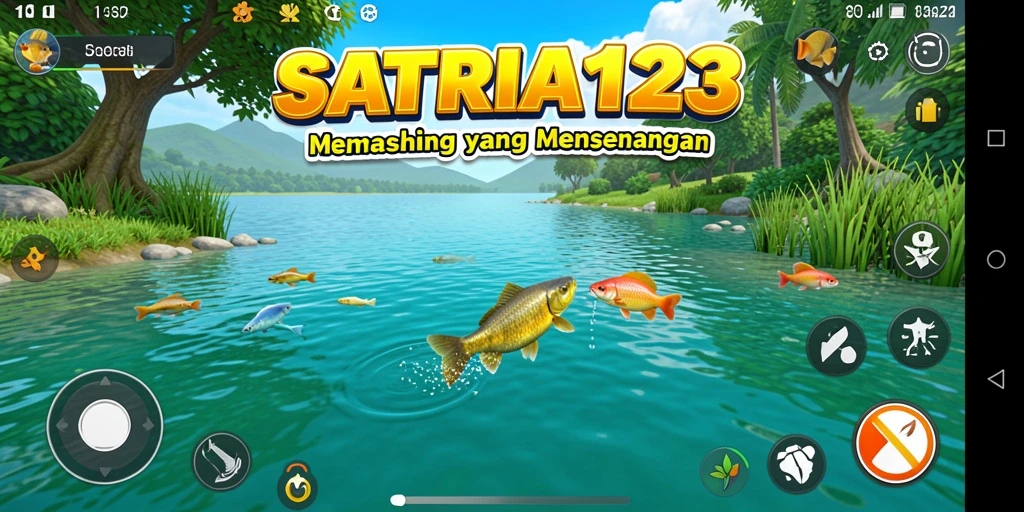 Tampilan gameplay SATRIA123 dengan aksi memancing yang seru.